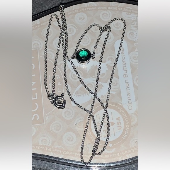 1Ct. Emerald Solitaire Pendant 18" Chain 14K White Gold Over 925 Silver Necklace - Picture 5 of 7